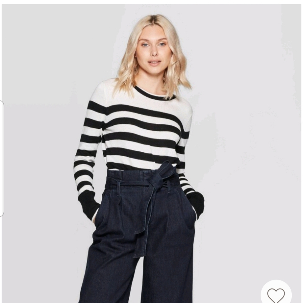 Women Striped Crewneck Pull Over Sweater